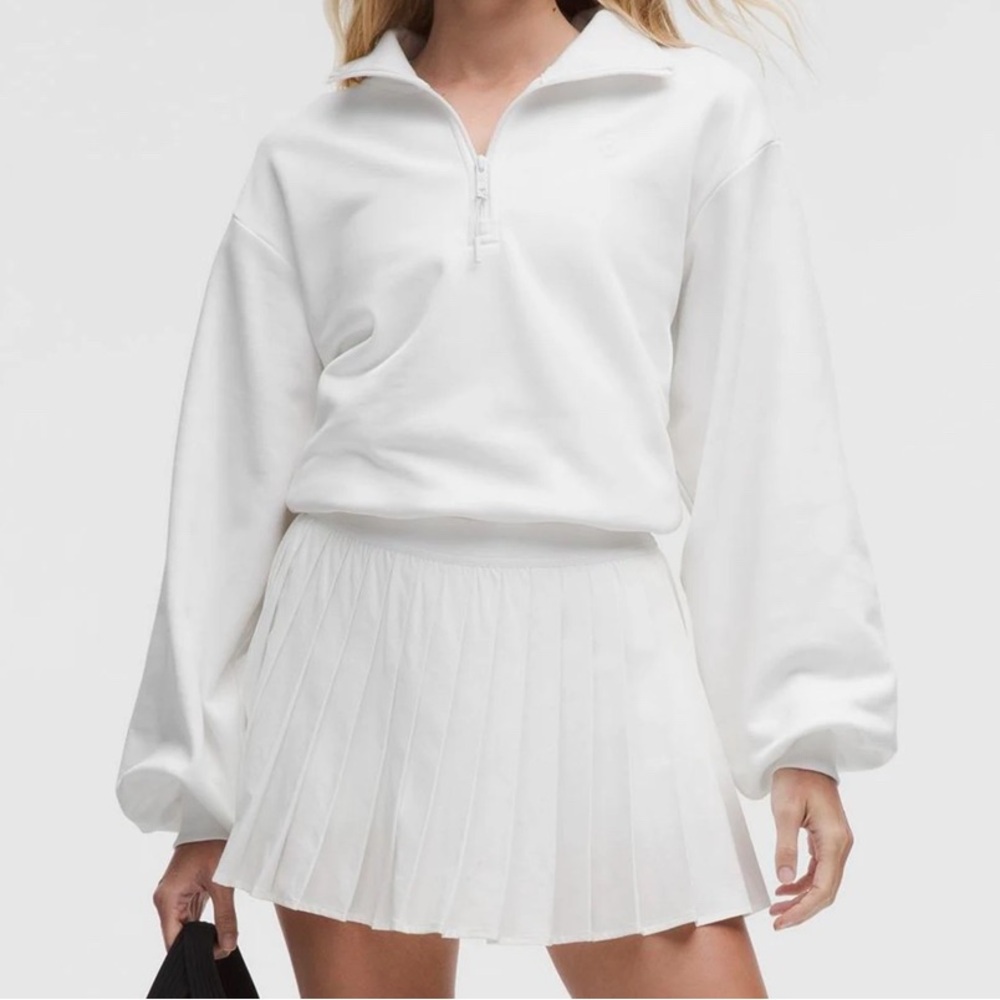 NWT LULULEMON Cotton Terry Tennis Half Zip SZ SMALL WHITE